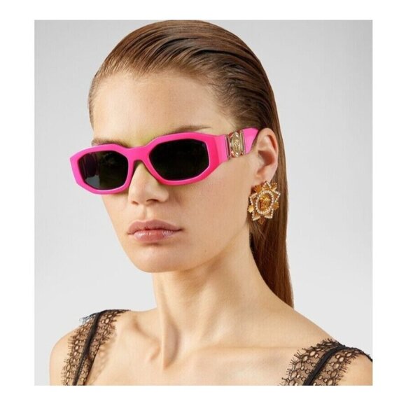 VERSACE Sunglasses VE4361 Pink Biggie Sunglasses Fuxia Fluo Medusa Rectangle - Picture 1 of 16